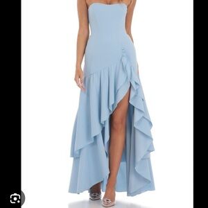 Lucy in the Sky Strapless Light Blue Prom Dress